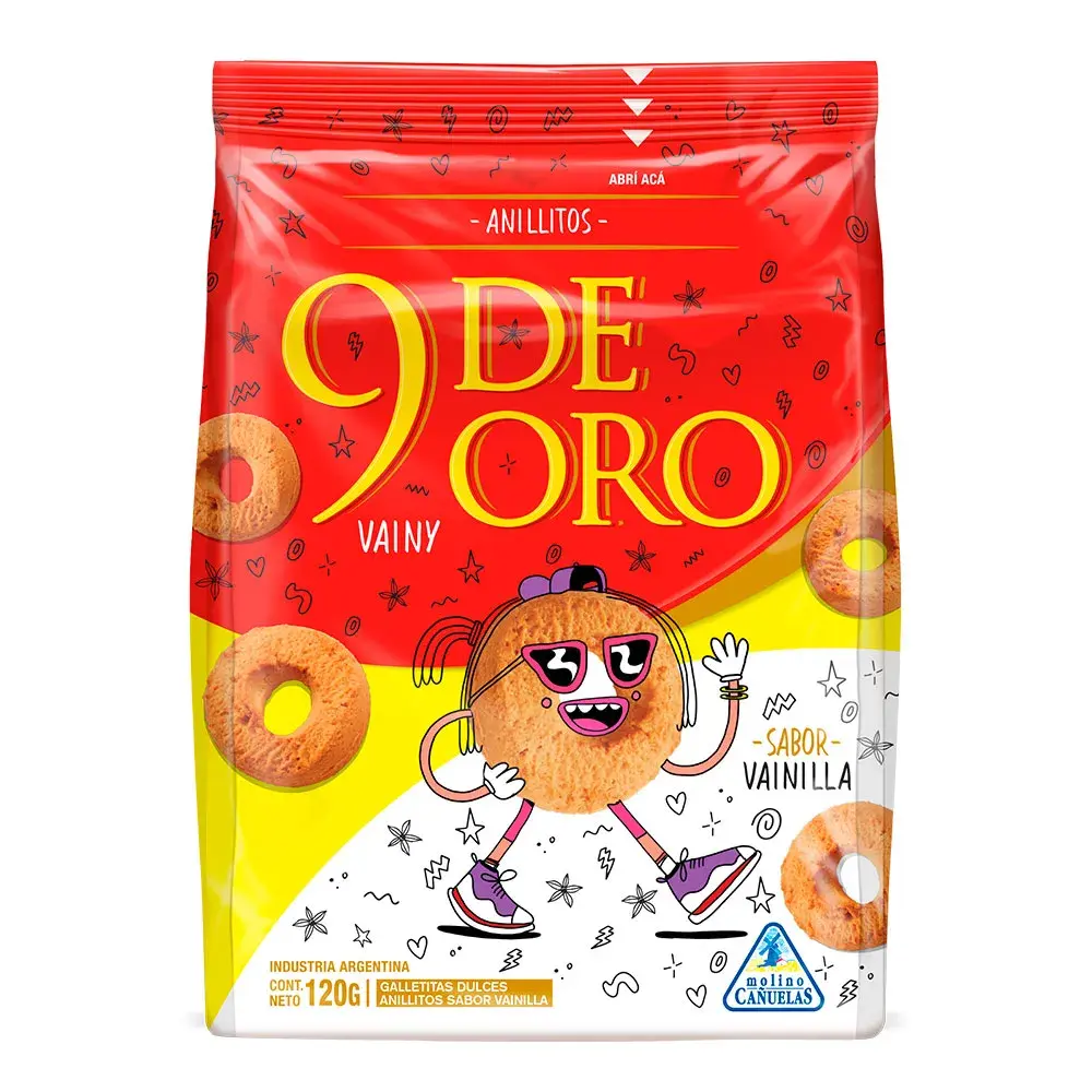 GALLETAS 9 DE ORO CAÑUELAS ANILLOS VAINILLA 120 gr.