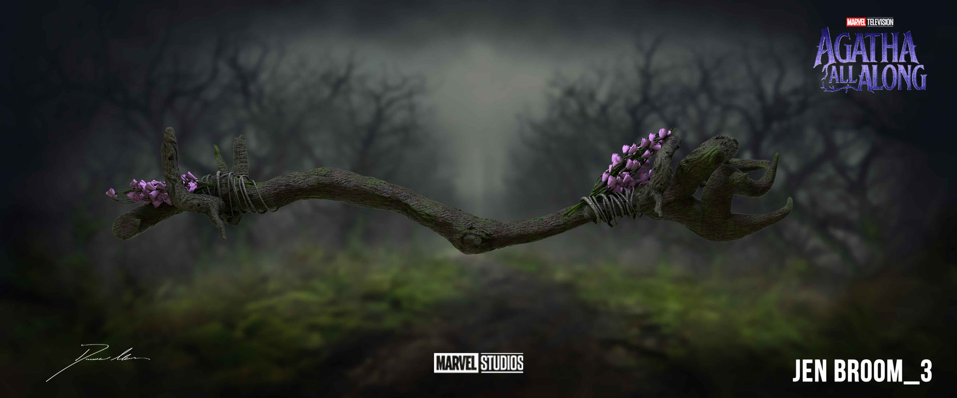 Cinematic 3D models of witches’ brooms designed for fantasy-themed film or TV production.