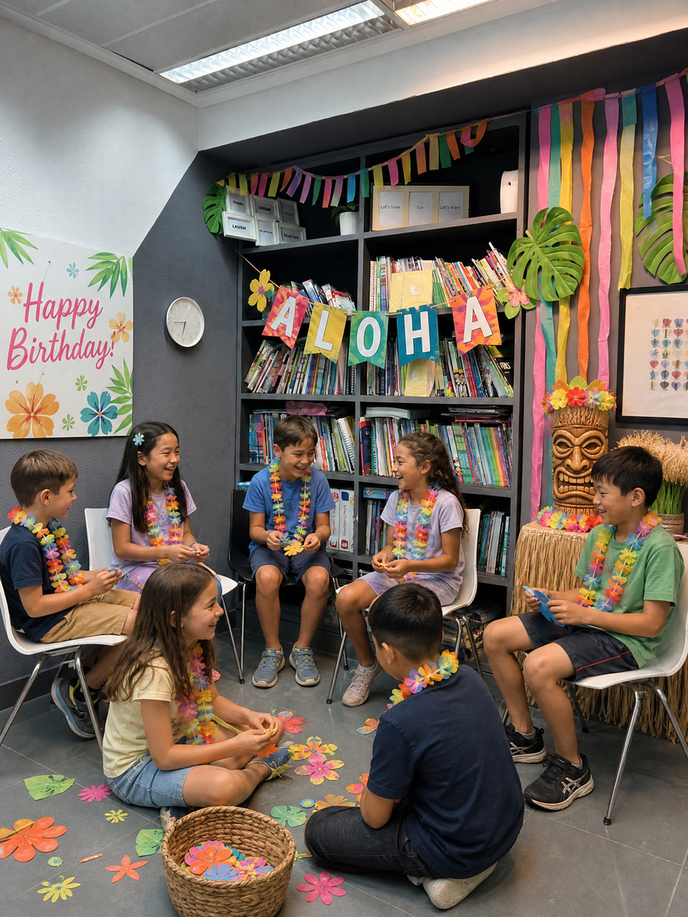 Aloha Party - Niños en zona de lectura