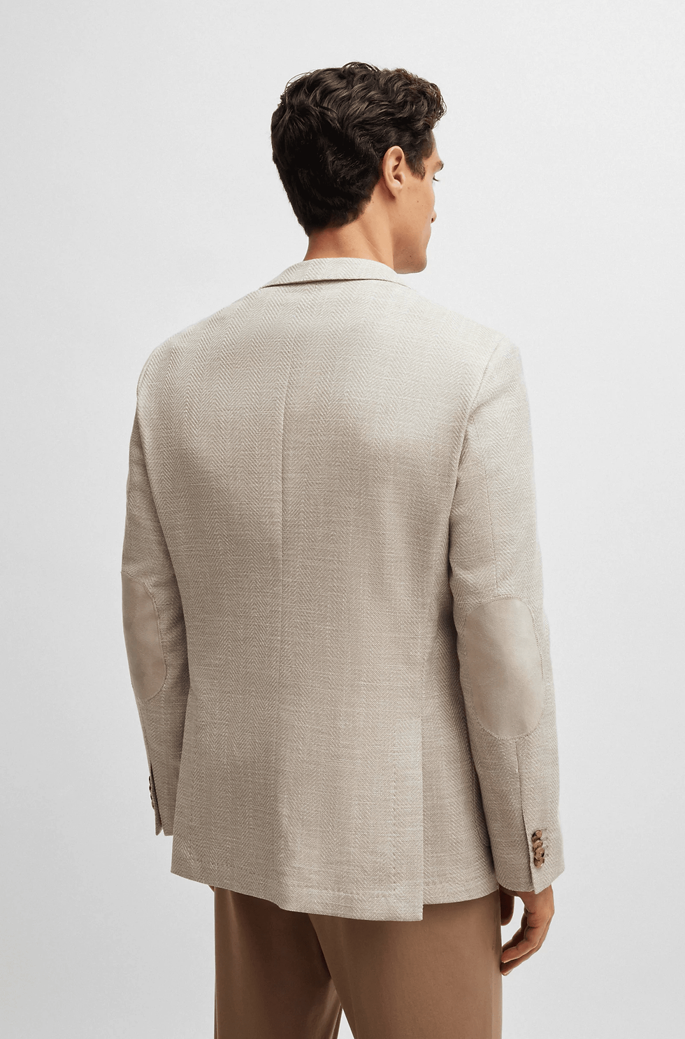 Thumbnail: BOSS Regular-fit jacket in a herringbone stretch-cotton blend 50521495