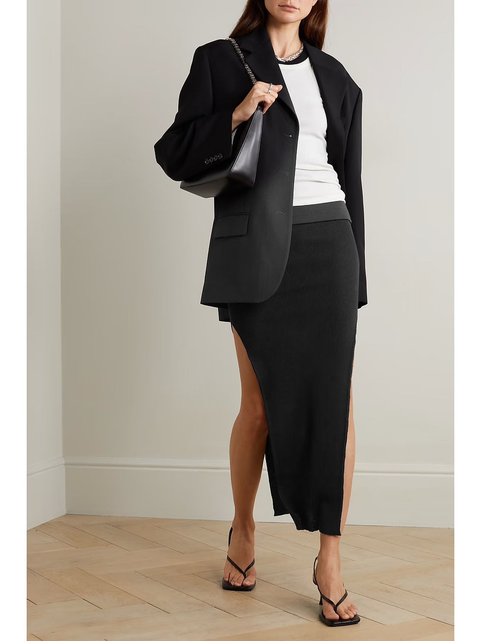 Thumbnail: Sacri ribbed wool-blend midi skirt