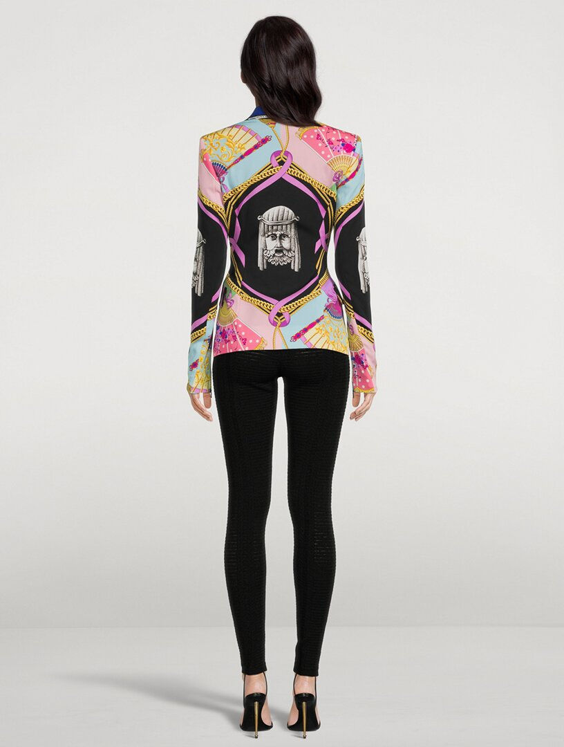 Thumbnail: Stretch-Silk Blazer in I Ventagli Print
