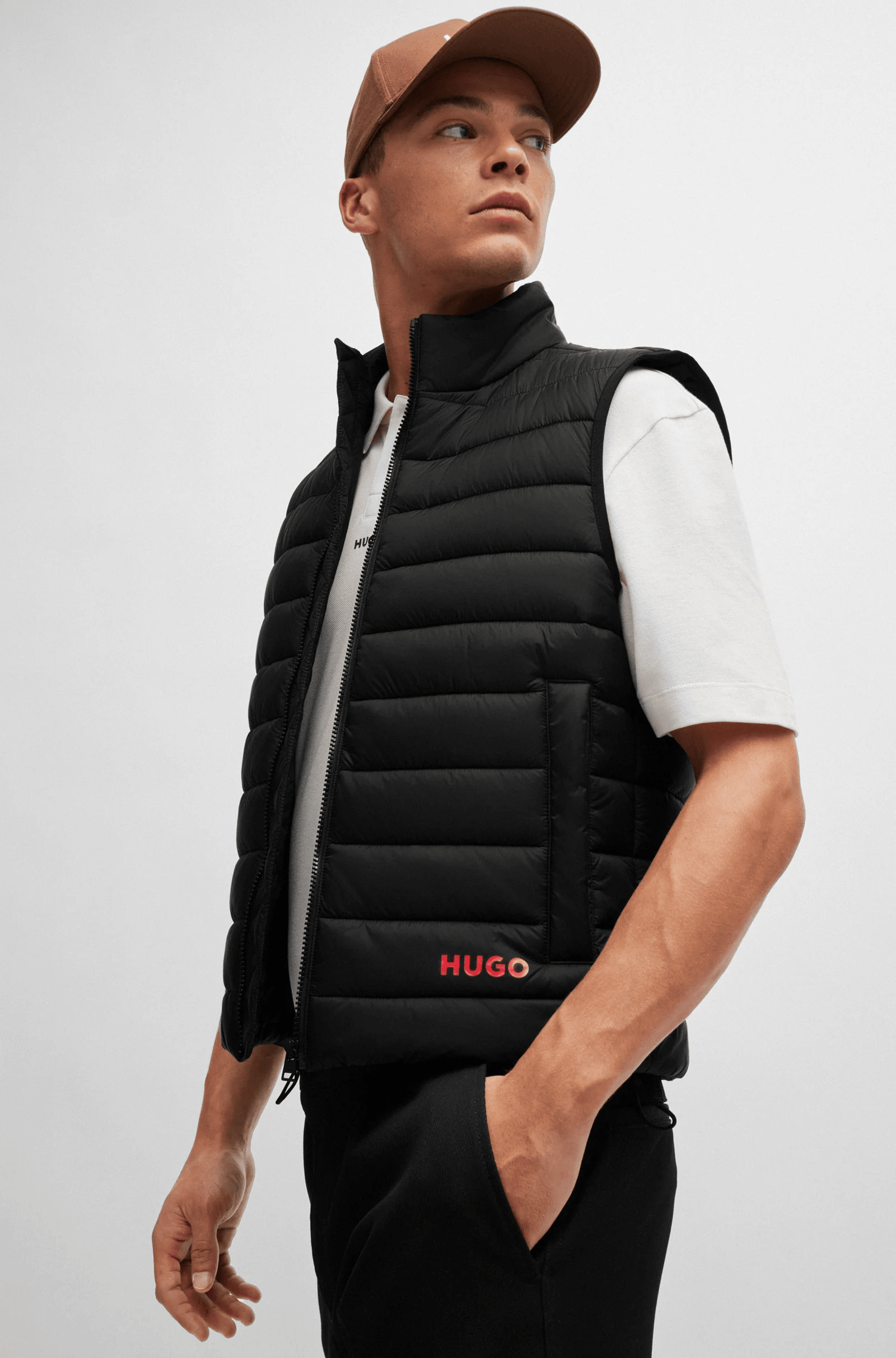 Water-repellent slim-fit gilet with logo detail 50517743