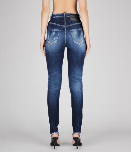 Thumbnail: DSQUARED2 S75LB0813 DARK CLEAN WASH HIGH WAIST TWIGGY JEANS