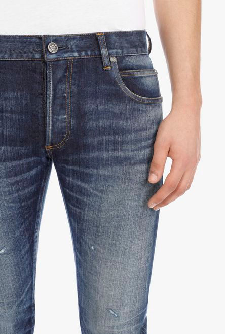 Thumbnail: Slim fit faded blue cotton jeans