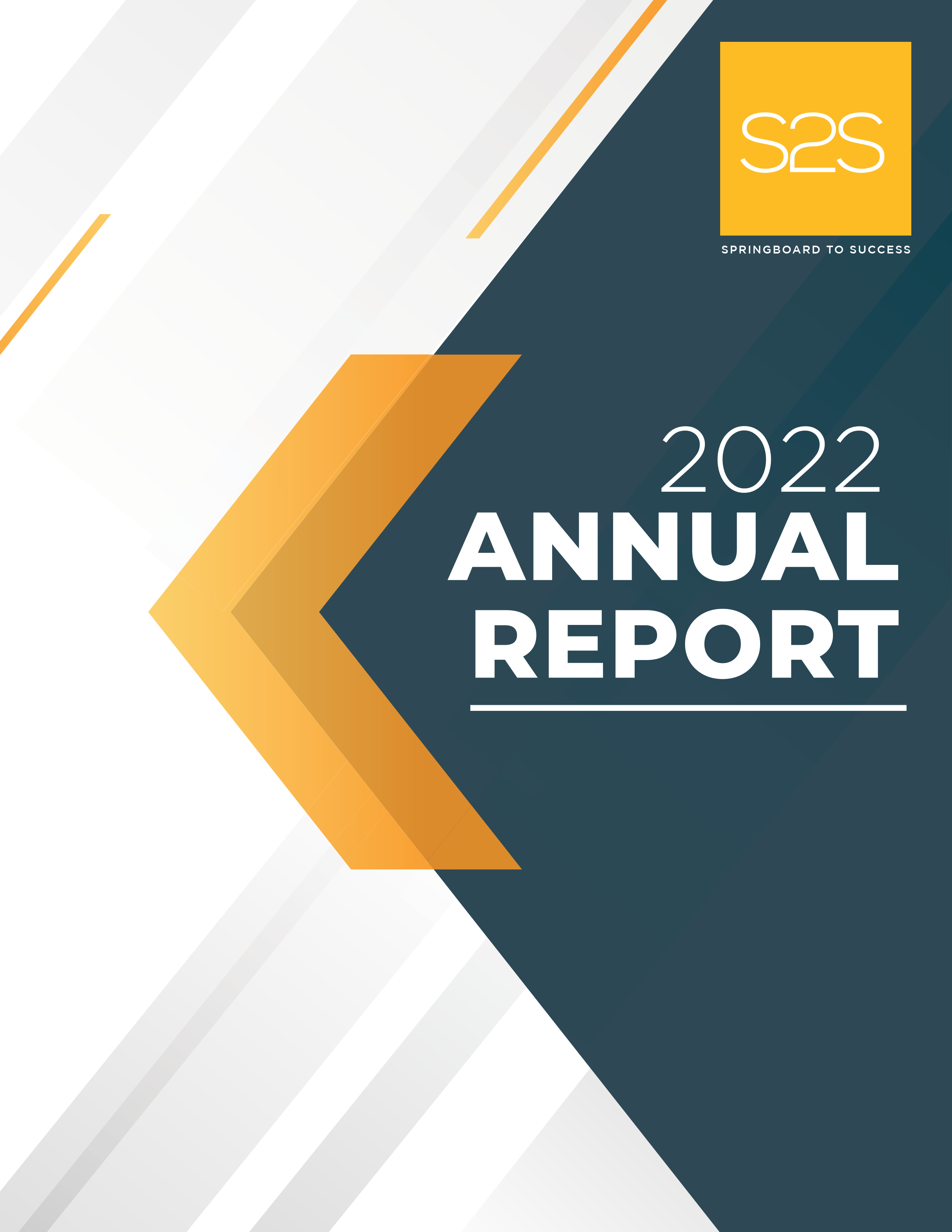S2S 2022 Annual Report cover with orange arrow graphic.