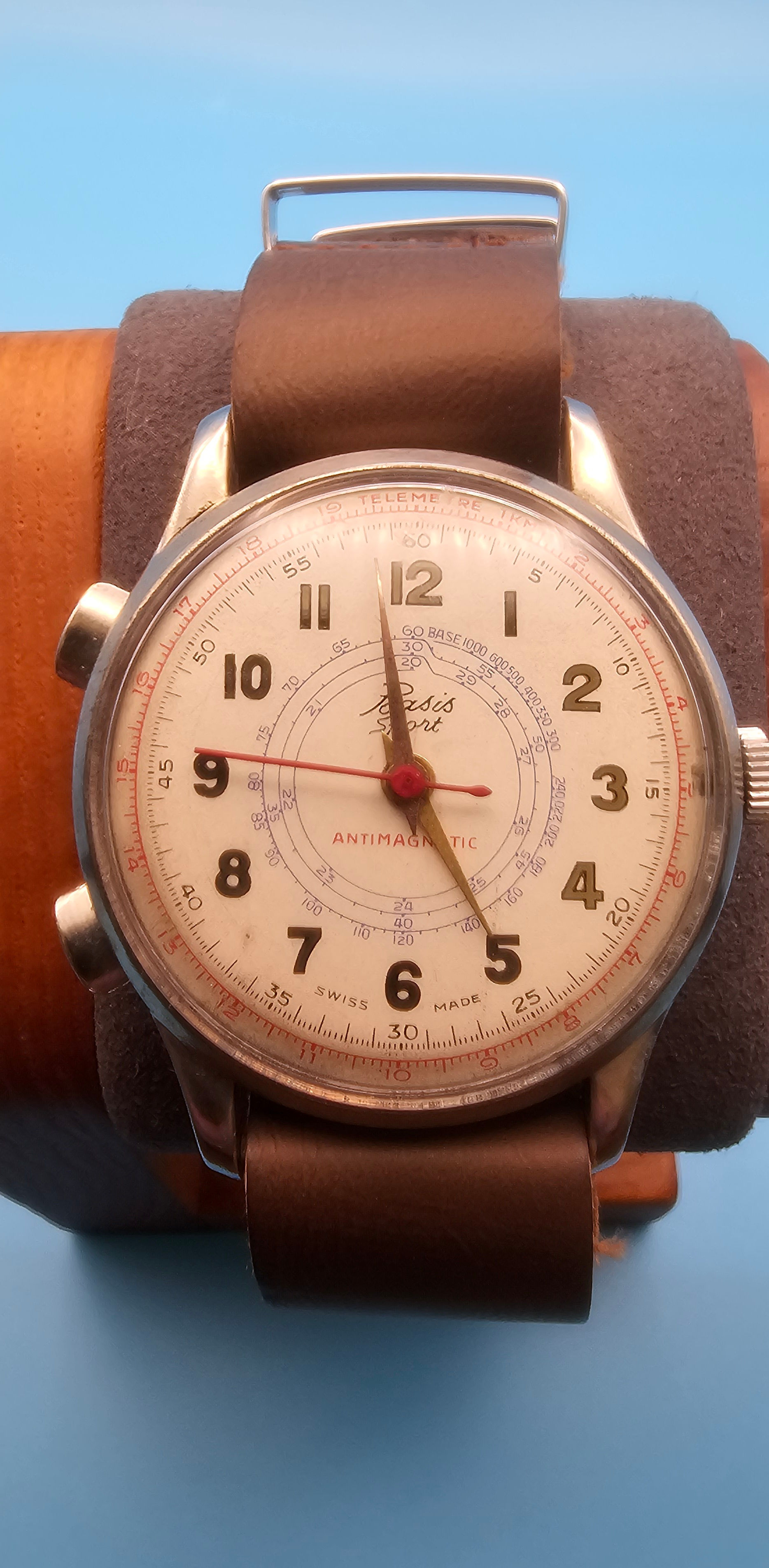 1940's Basis Sport Antimagnetic Telemetre Chronostop Manual Wind, 38mm