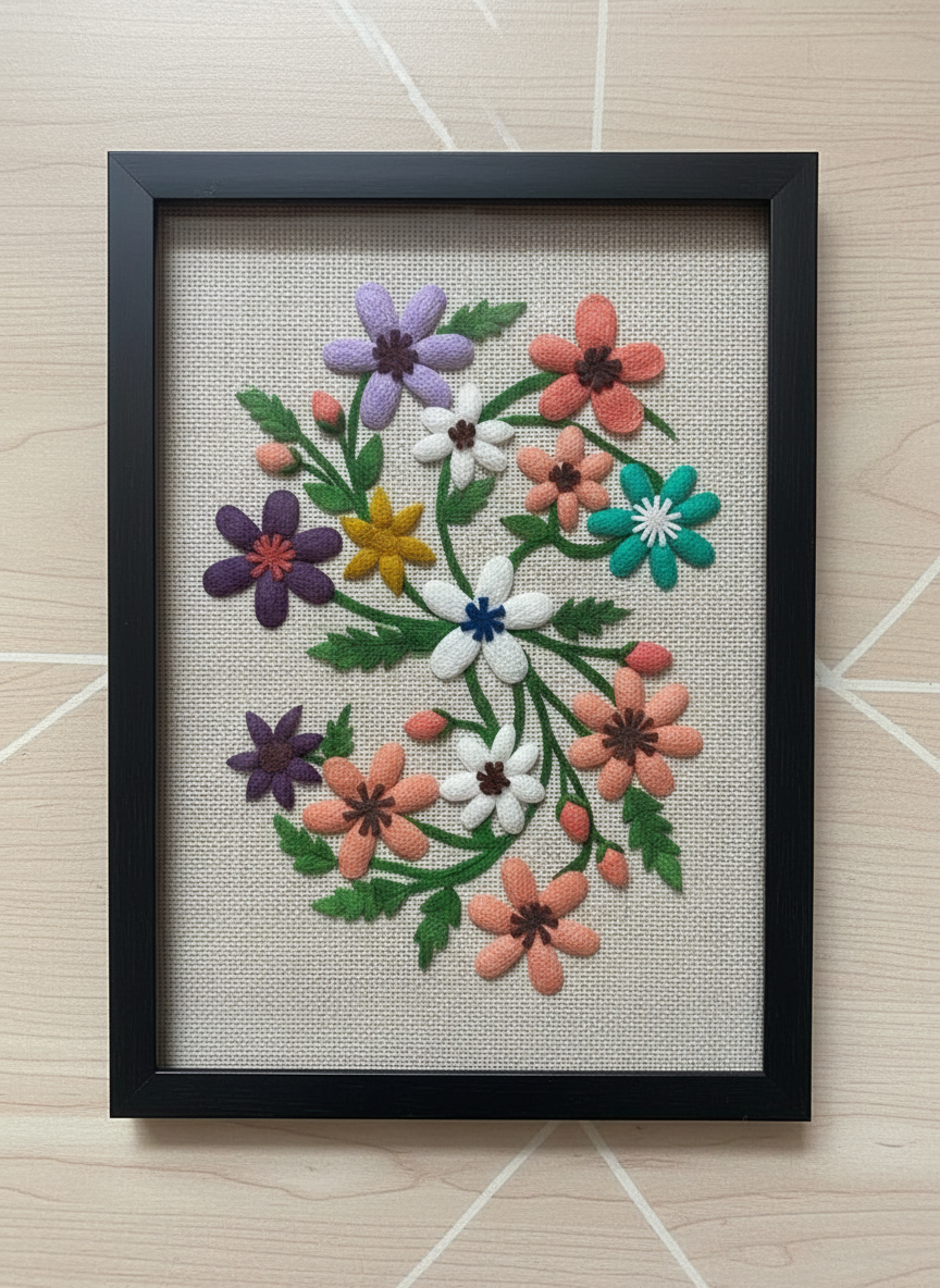 Multi-Colour Flower Arrangment Photo Frame