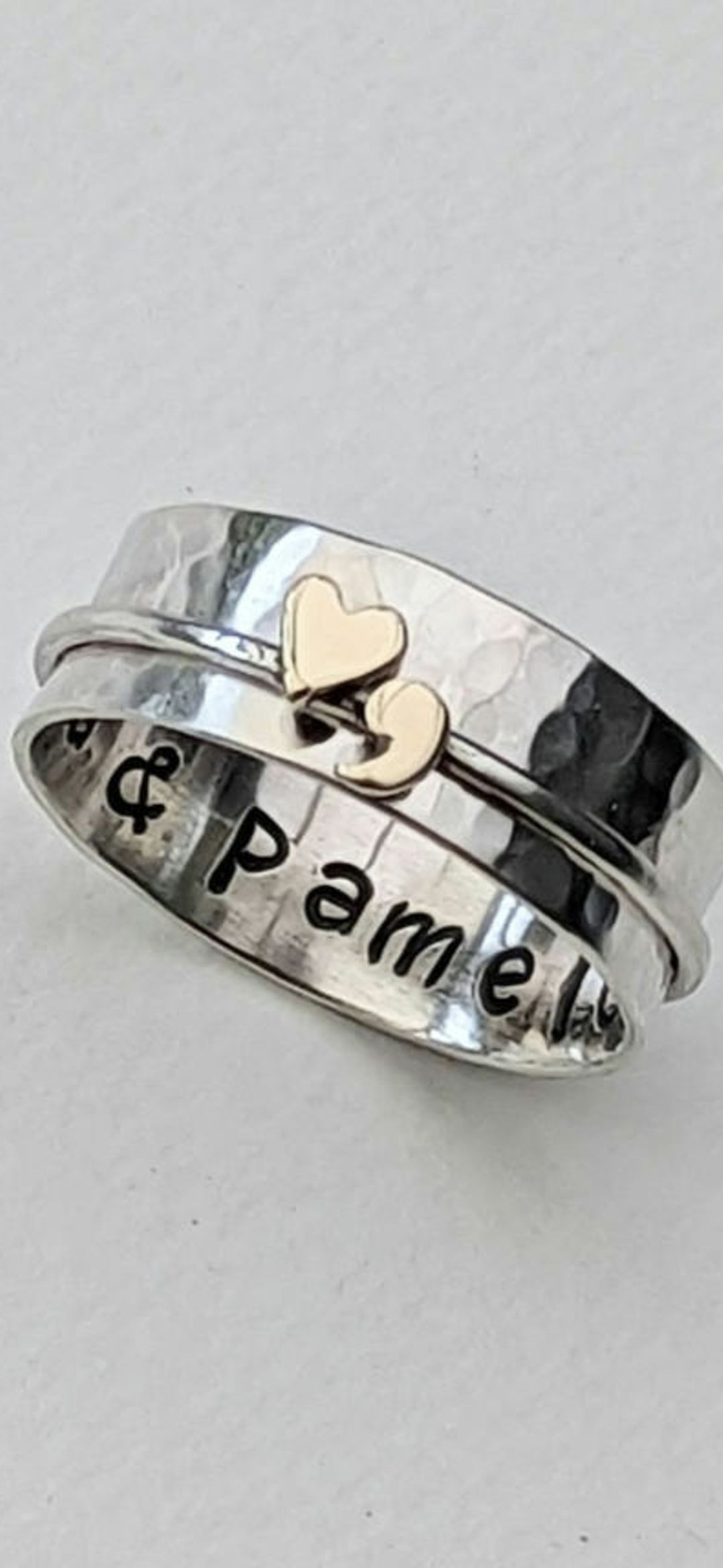 Suicide Prevention spinner ring with a 9ct Gold Semi Colon.