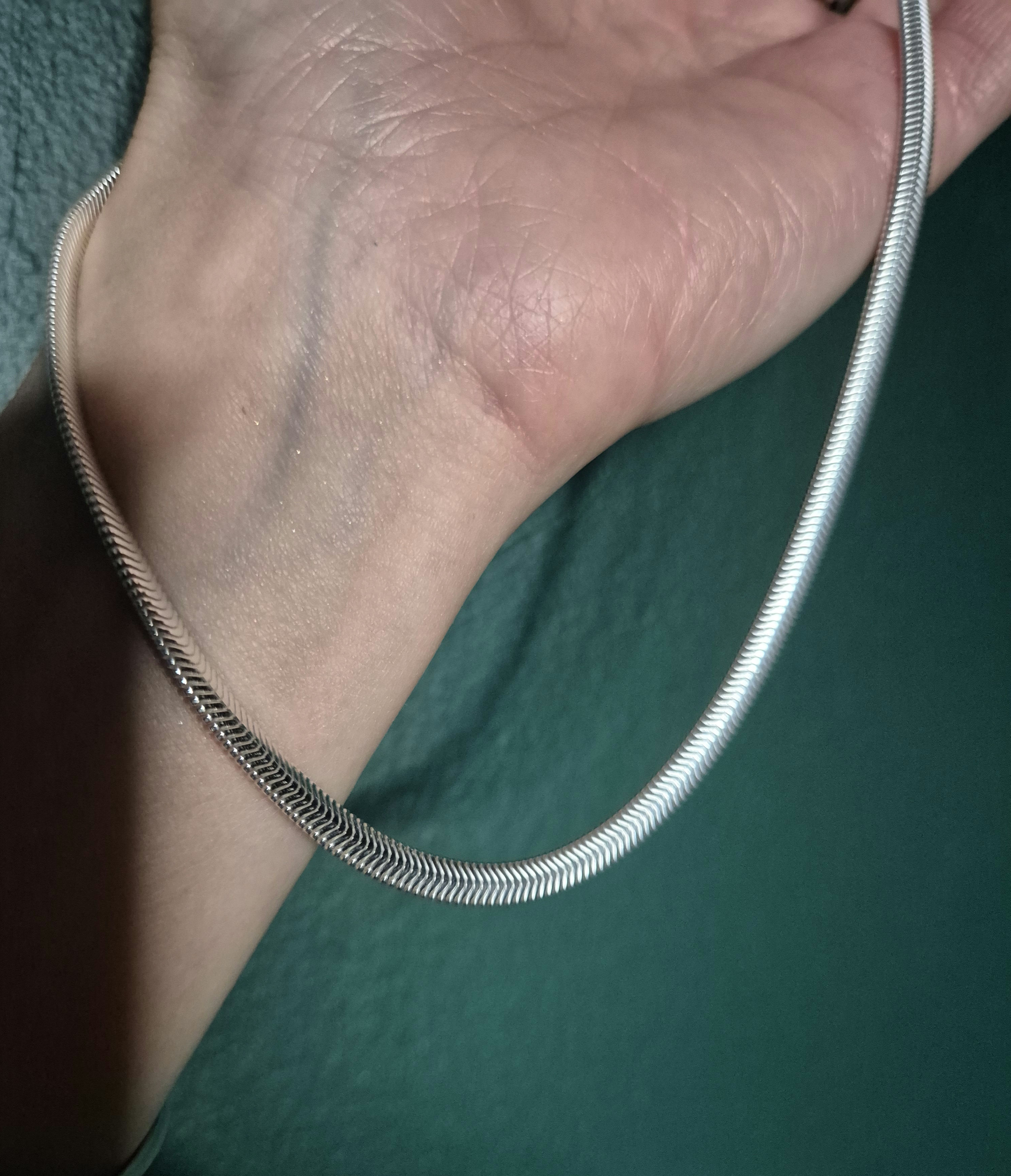 16" 4.2mm Flat Silver Snake Chain 