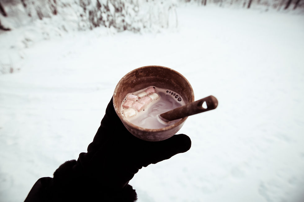 Hot Chocolate During Snowmobile