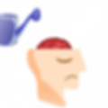 A watering can pours onto an open head with a visible brain, evoking growth and creativity. The face shows a neutral expression.