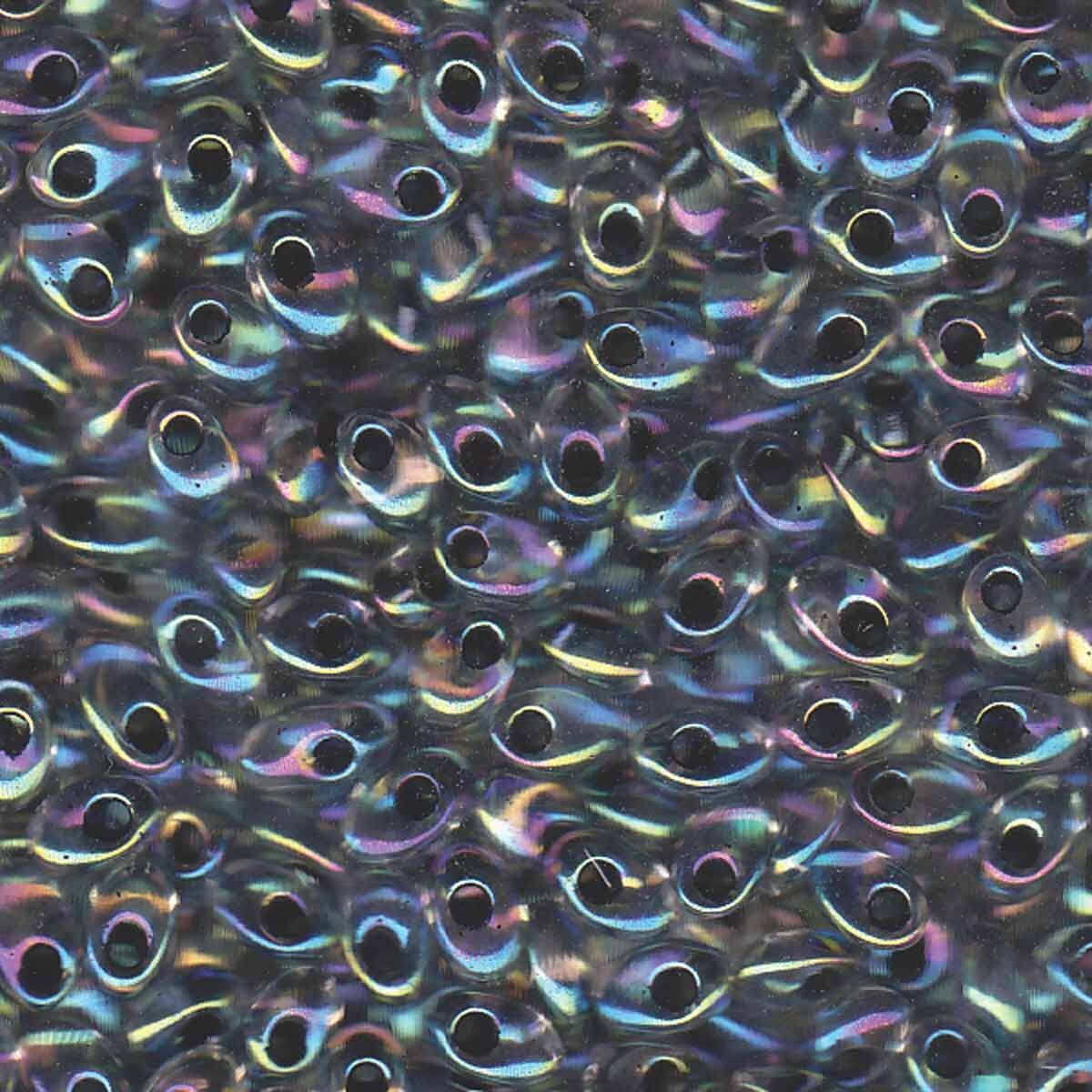 Long Magatama 4x7mm #283 Noir Lined Crystal