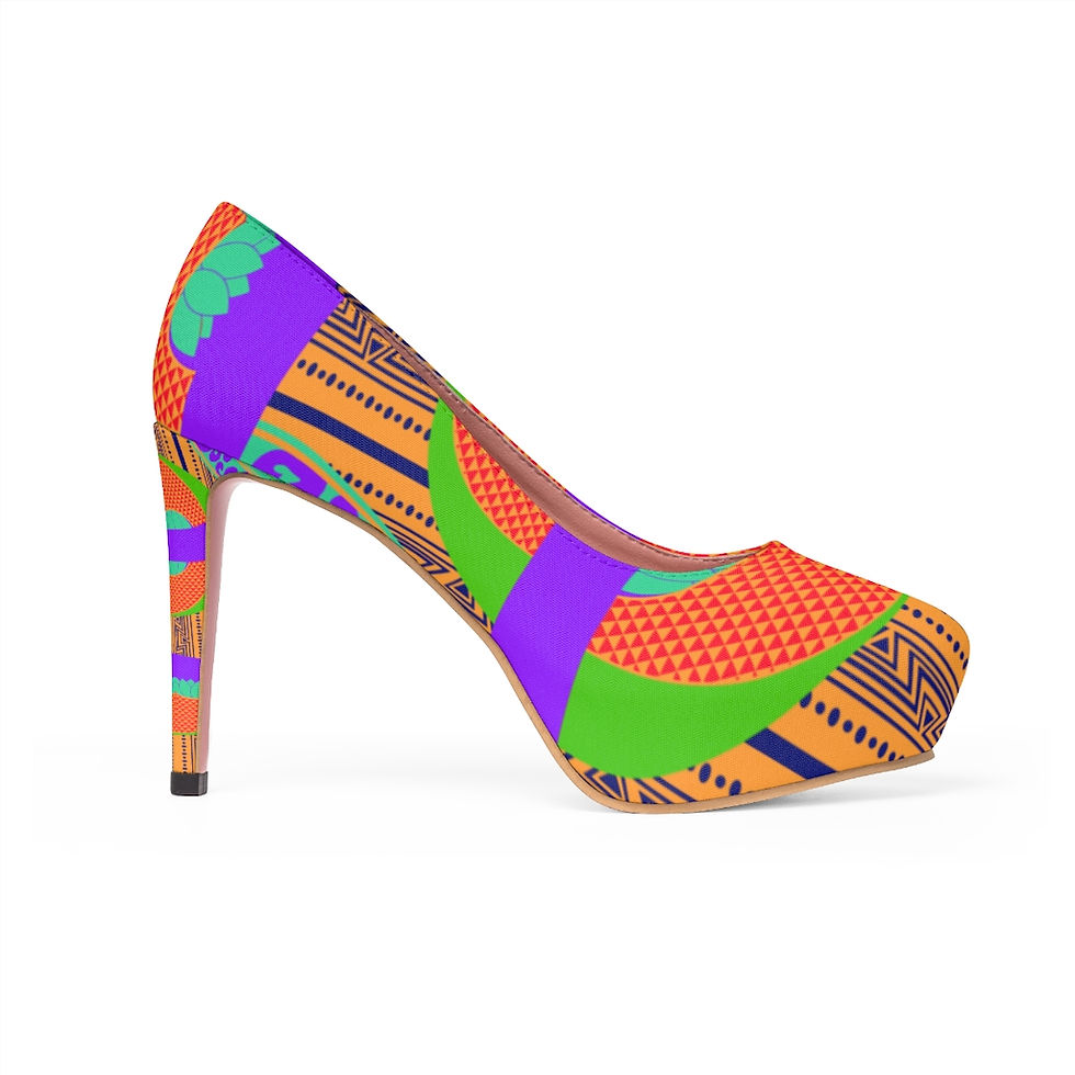 Thumbnail: Colorful Tribal Pattern Women's Platform Heels