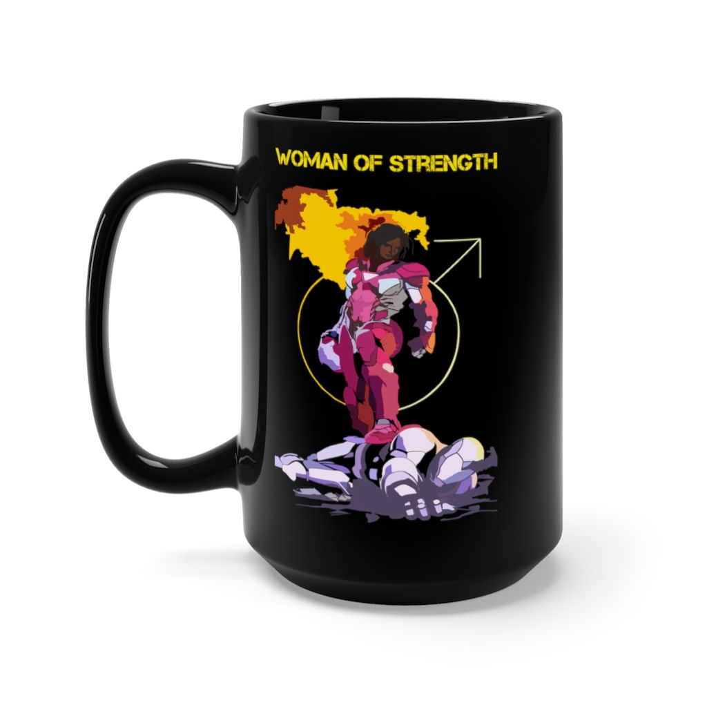 Double Sided Women Of Strength Black Mug 15oz