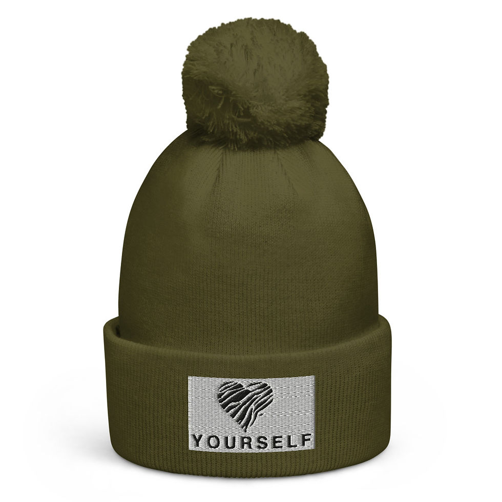 Thumbnail: Zebra Heart  Love Yourself  Pom Pom beanie