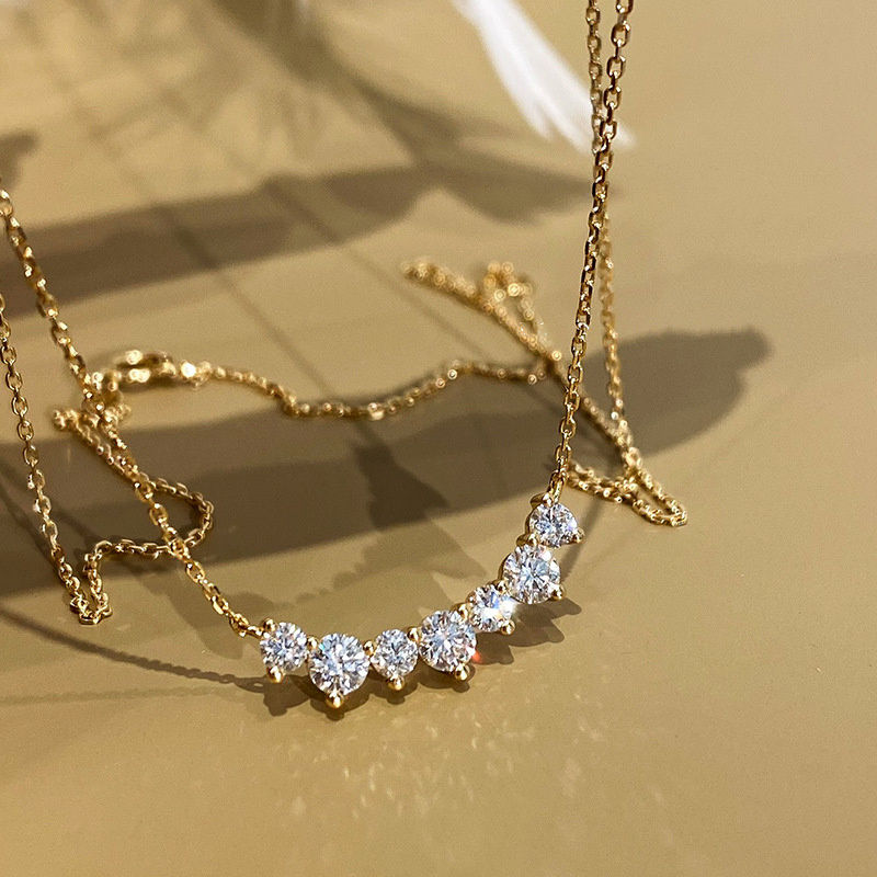 Thumbnail: 925 Sterling Silver Plated 18K Gold Geometric CZ Pendant Necklace For Women Wedd