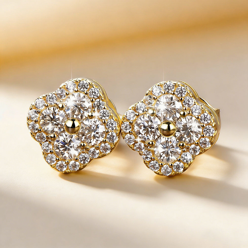 Thumbnail: Anziw 14k Gold Filled Moissanite Earrings 2.5mm D Moissanit Clover Flower Stud E