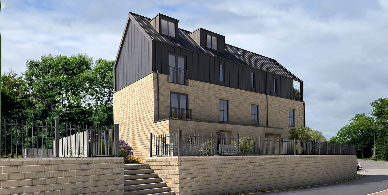 3D exterior render of new residential home in Otley, West Yorkshire