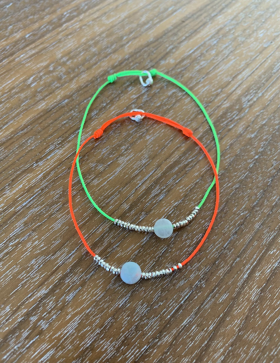 Fluo/pierre bleue pale ronde