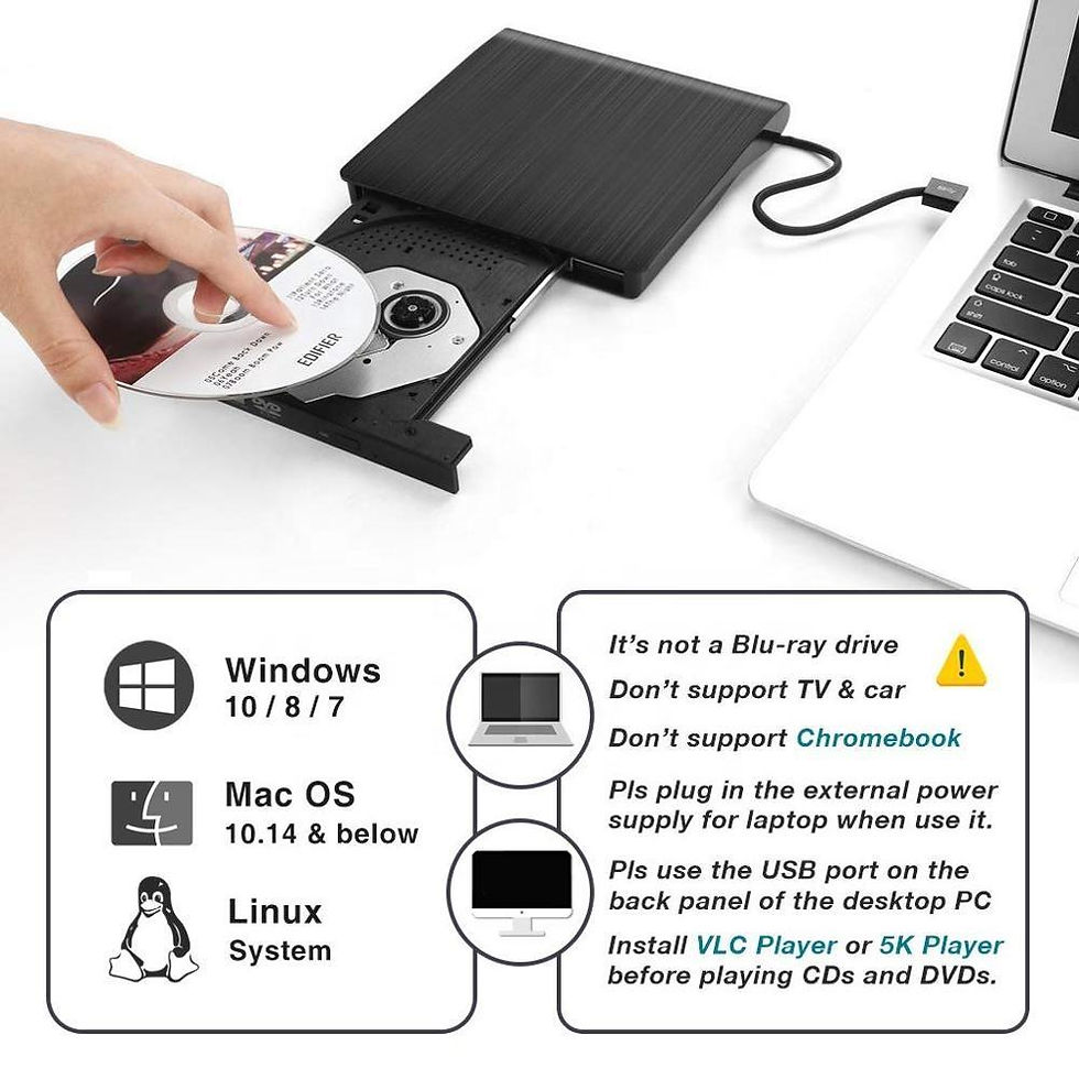 Thumbnail: External DVD Drive USB CD DVD 30 Burner Writer Rewriter For MacBook Laptops