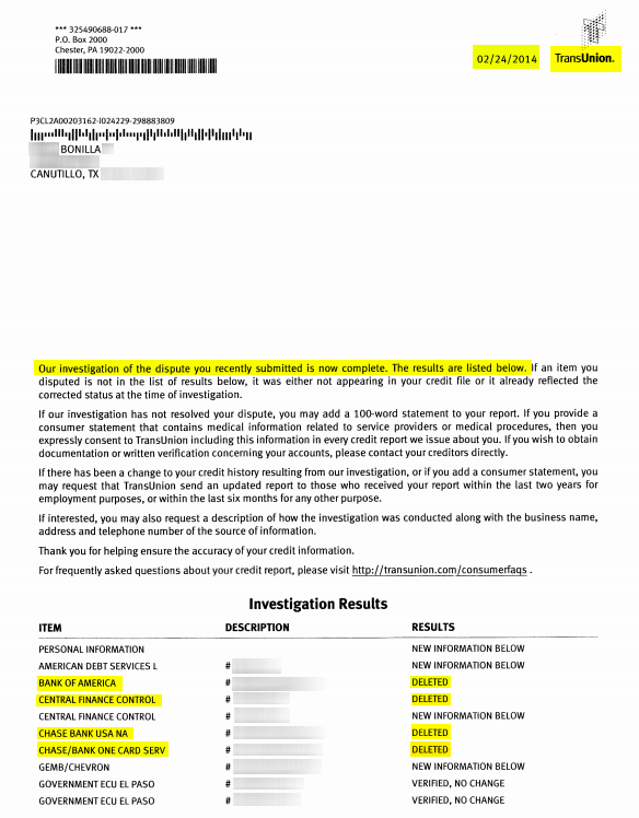 Transunion Deletions!!