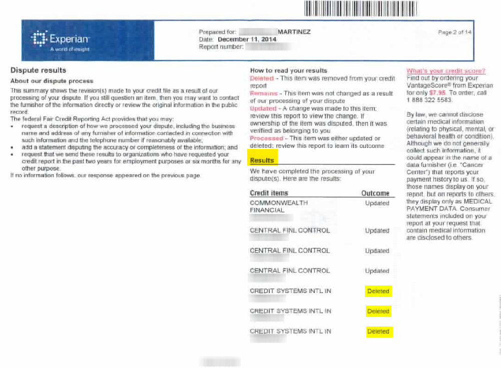 Martinez Experian results page 1