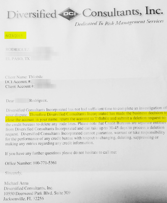 Collection Agency Deletion