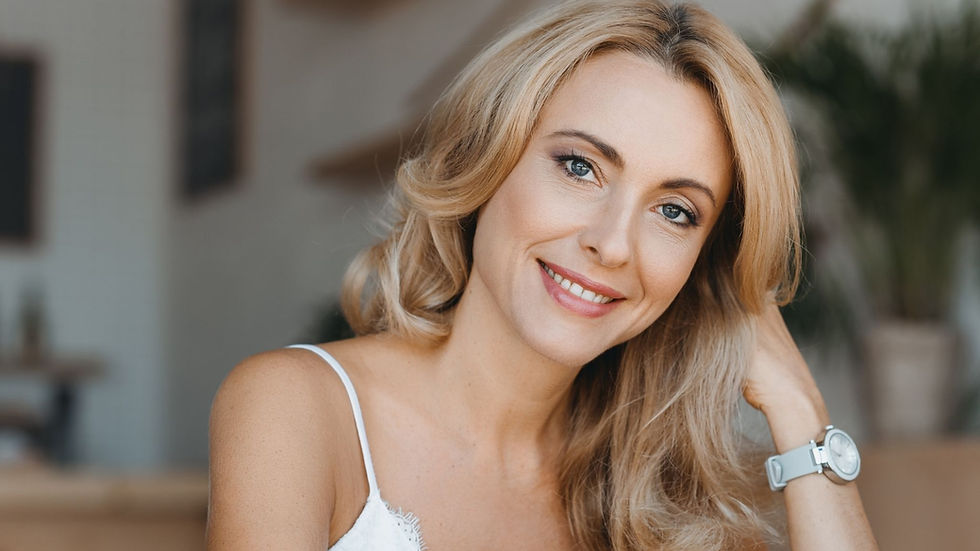 beautiful woman with blonde hair smiling