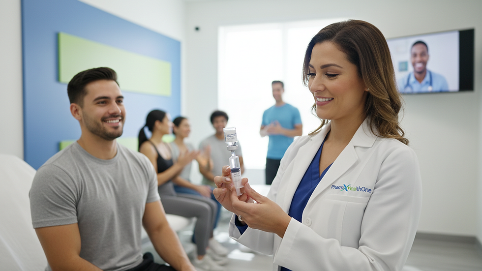 Eye-level view of a medical professional preparing an injection for therapy