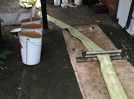 Preparation of the drain liner, ready to be installed into the damged broken drain in Blackpool