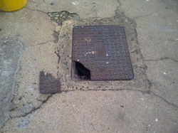 Broken manhole lid replacement - Lancashire