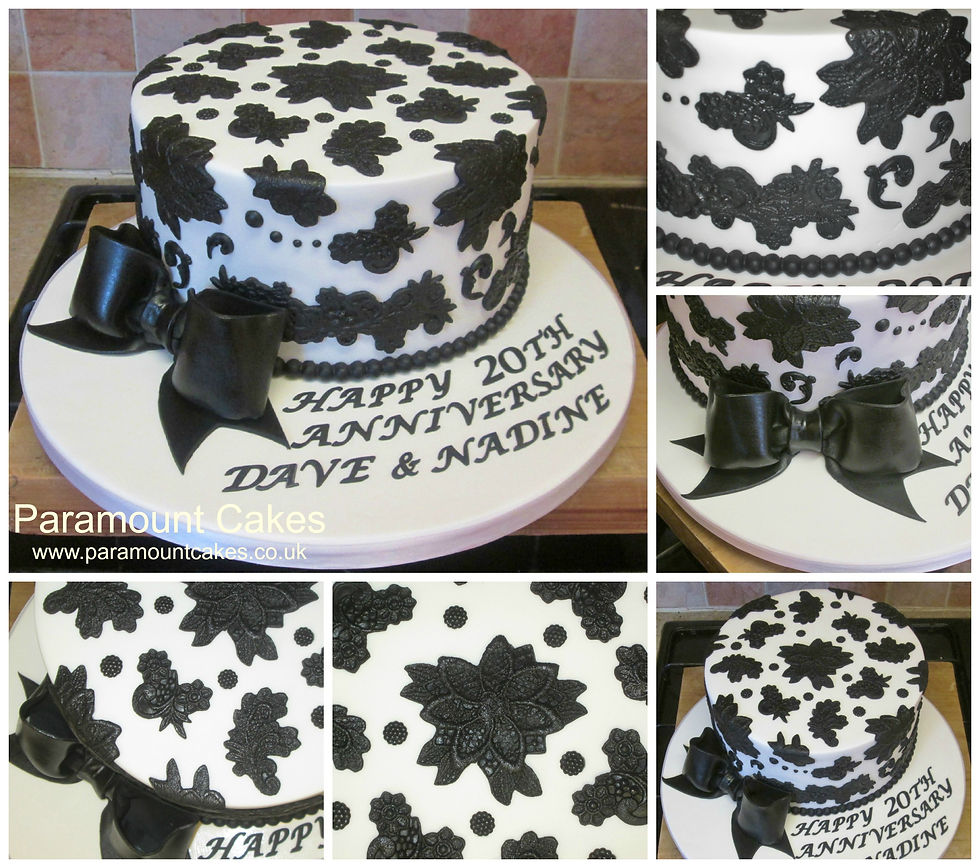 Black & white Lace anniversary cake