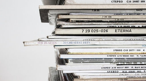 Stack of vinyl records