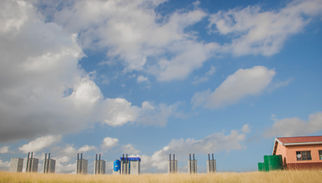 Babheke SPS in the Eastern Cape, South Africa, new Amalooloo toilets from behind school