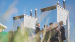 Babheke SPS in the Eastern Cape, South Africa, new Amalooloo toilets and kids examining them