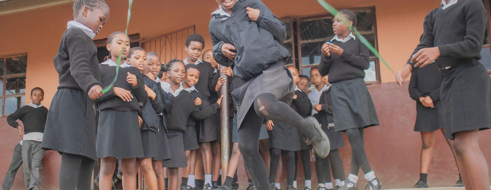 Babheke SPS in the Eastern Cape, South Africa, school children skipping