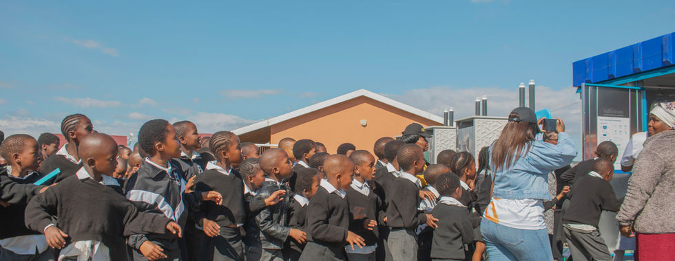 Babheke SPS in the Eastern Cape, South Africa, Children rushing to see their new toilets