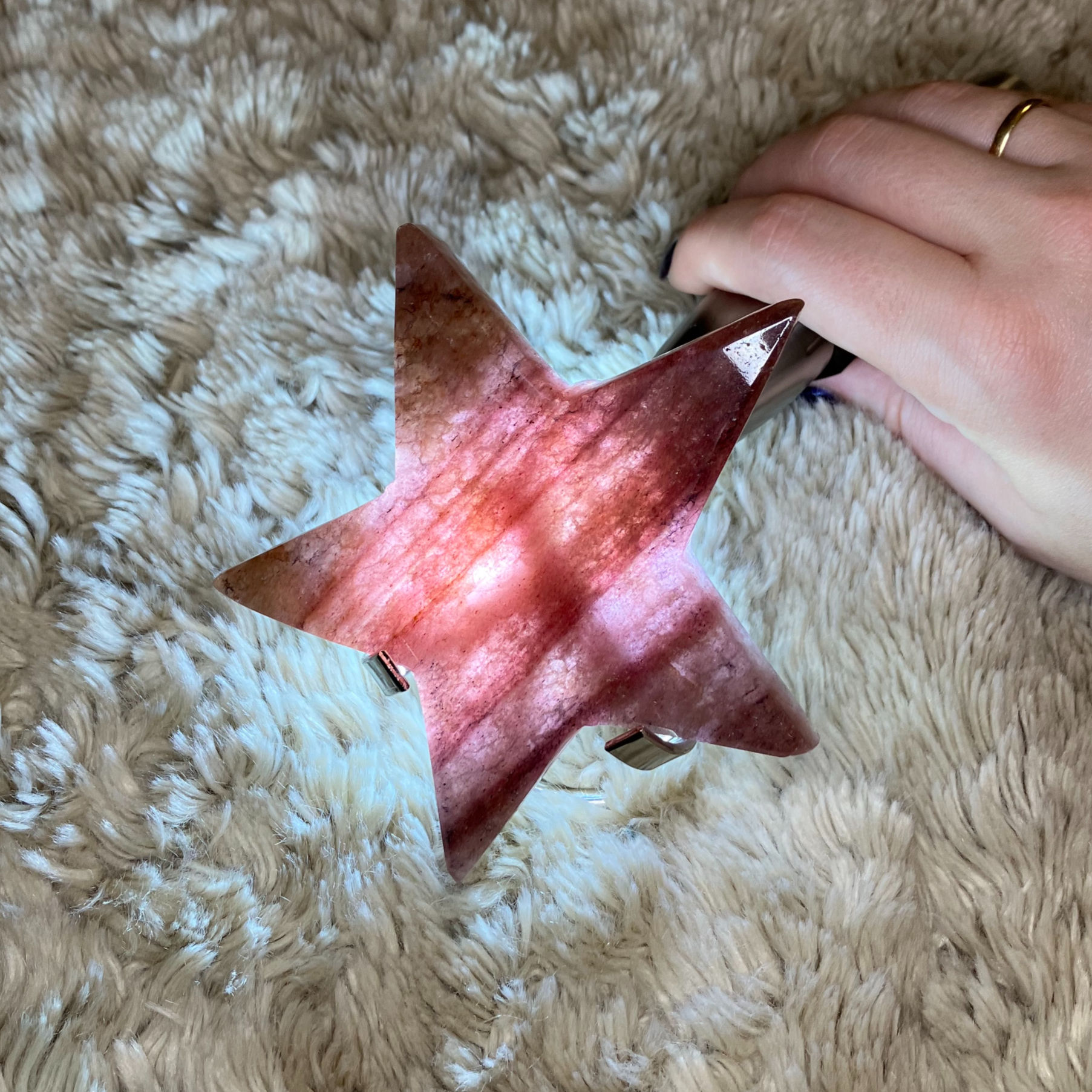 Strawberry Quartz Star with Stand
