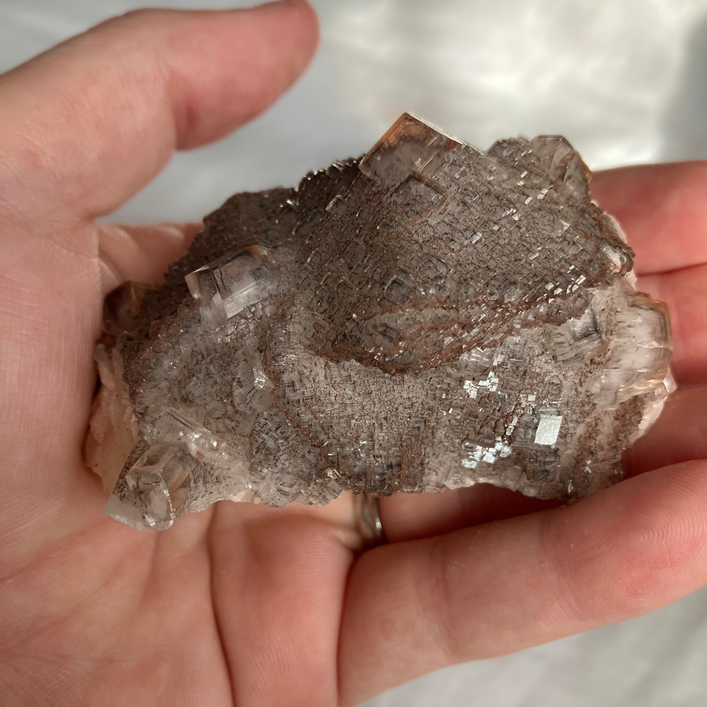 Geometric Diamond Calcite Specimen showing natural clarity.