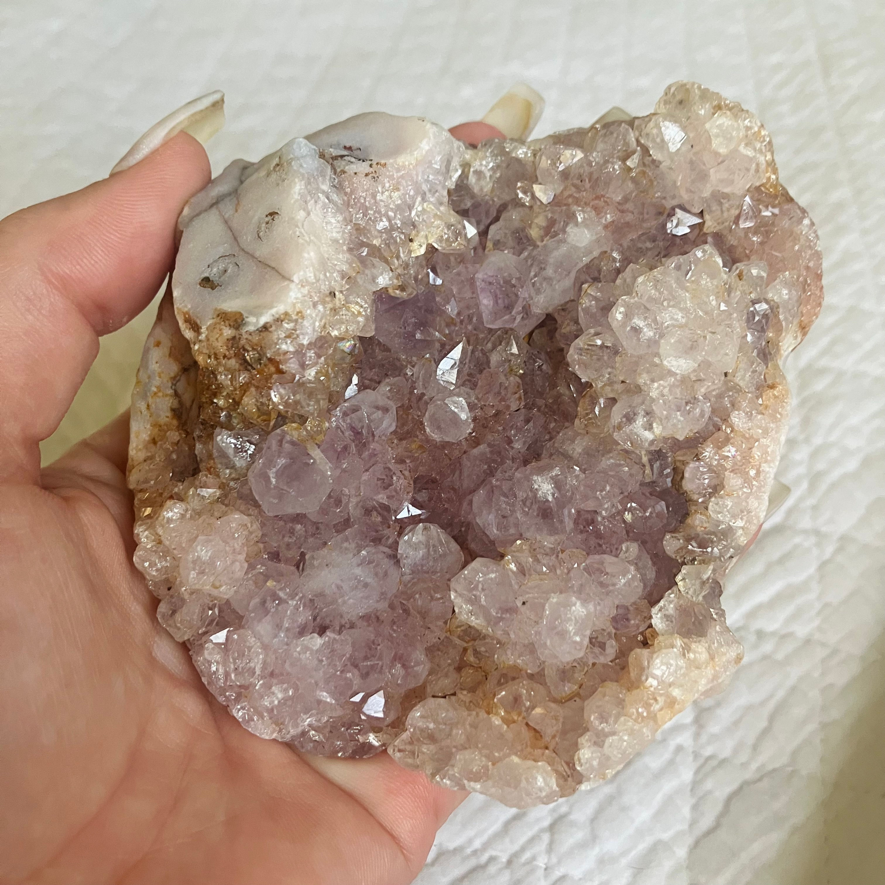 Pink Amethyst Druzy Geode Cluster