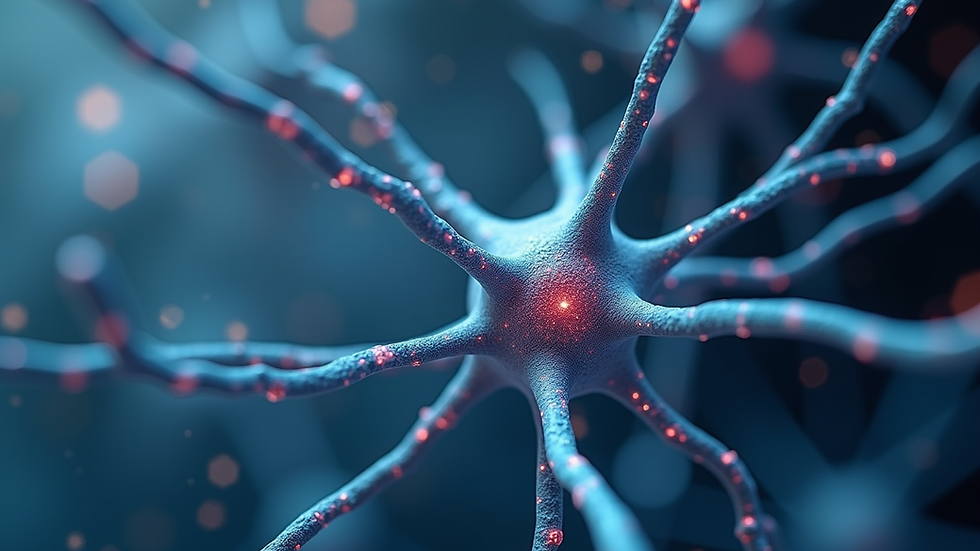 Close-up view of a neuron network model illustrating brain plasticity