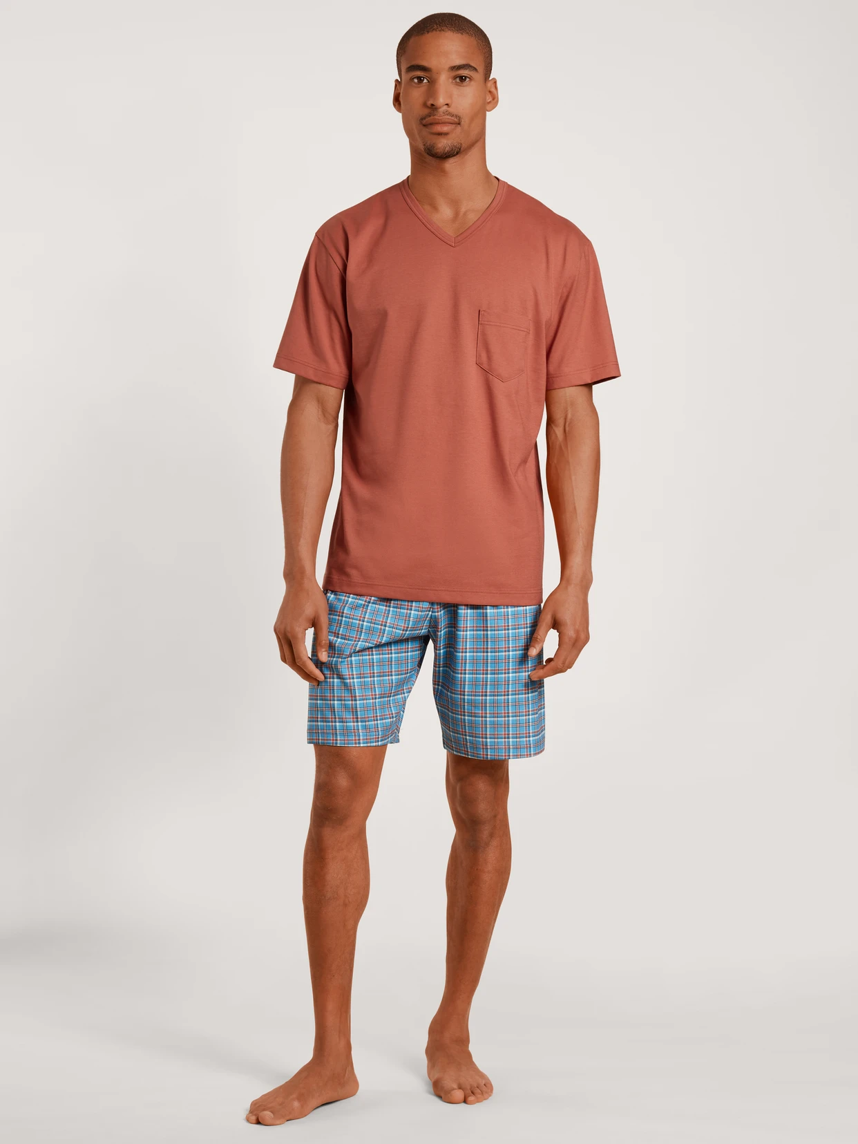 Calida-Relax-Imprint-1-Kurz-Pyjama-blau-braun-44184-149