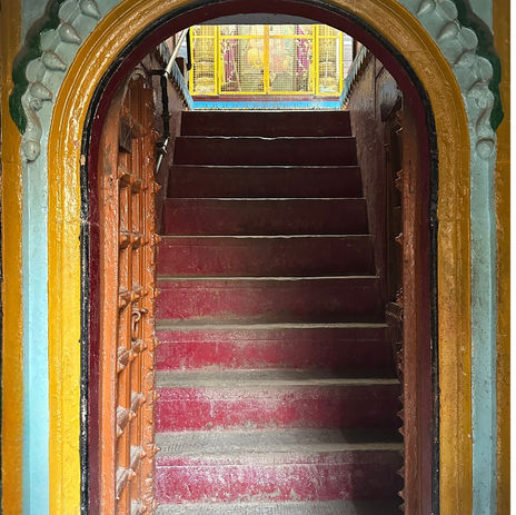 Colorful stairs in India.