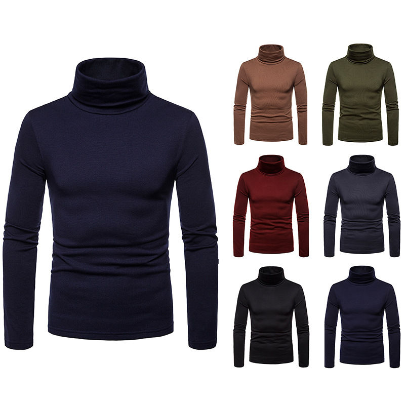Herren-Strickpullover mit hohem Kragen – Ideal für Herbst & Winter