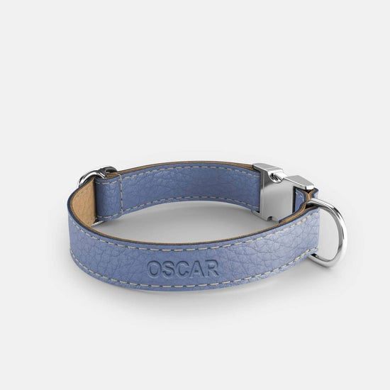 Thumbnail: Ryan London Leather Dog Collar - Blue and Beige