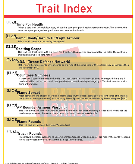 Free Battle Cards Trait Index