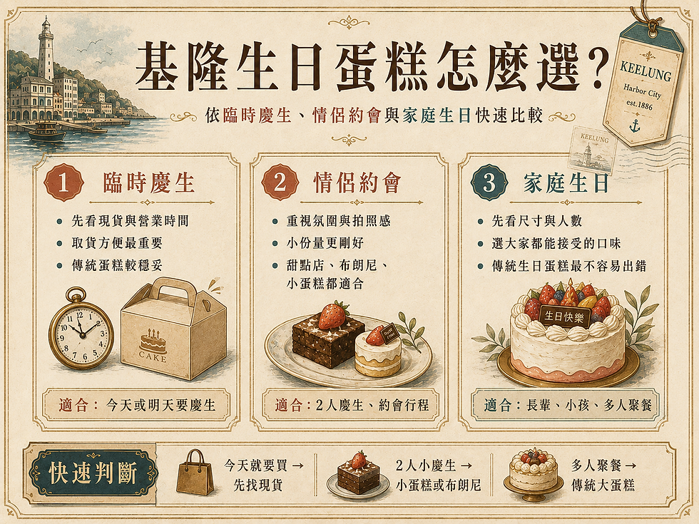 基隆生日蛋糕怎麼選，依臨時慶生、情侶約會與家庭生日比較