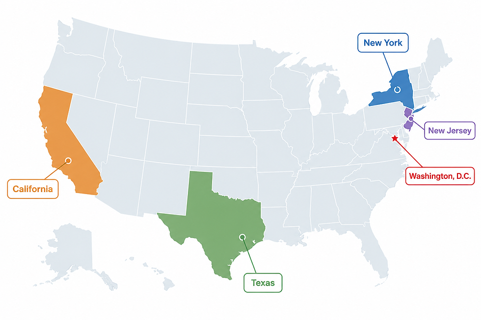 US airsoft laws by state including California New York New Jersey Texas and Washington DC