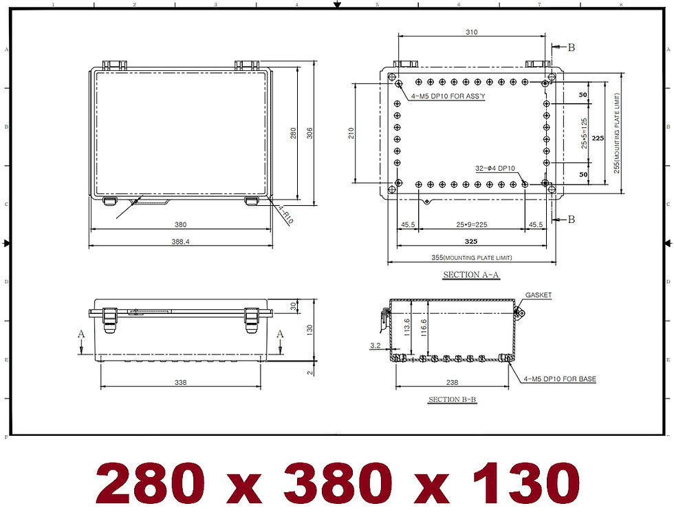 Thumbnail: 280x380x130 Clear LID Waterproof Polycarbonate Electrical Enclosure Junction Box